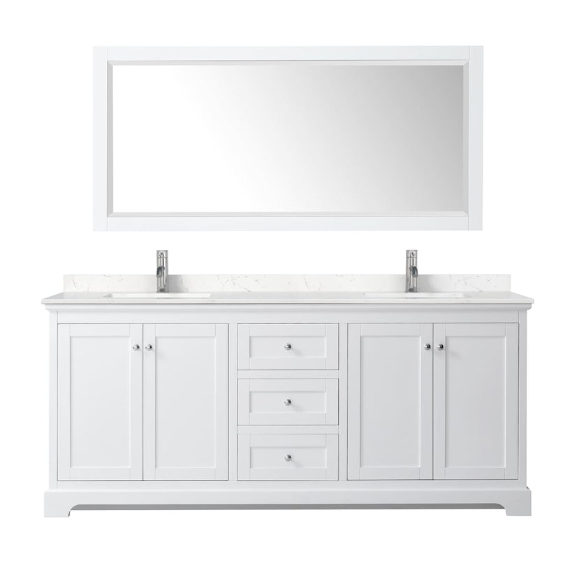 Avery 80" Free Standing Double Basin Vanity Set with Cabinet, Cultured Marble Vanity Top, and Framed Mirror - image 8