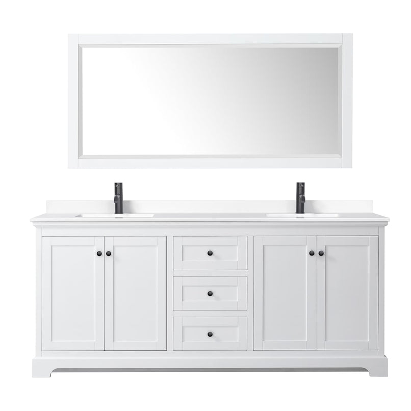 Avery 80" Free Standing Double Basin Vanity Set with Cabinet, Cultured Marble Vanity Top, and Framed Mirror - image 11