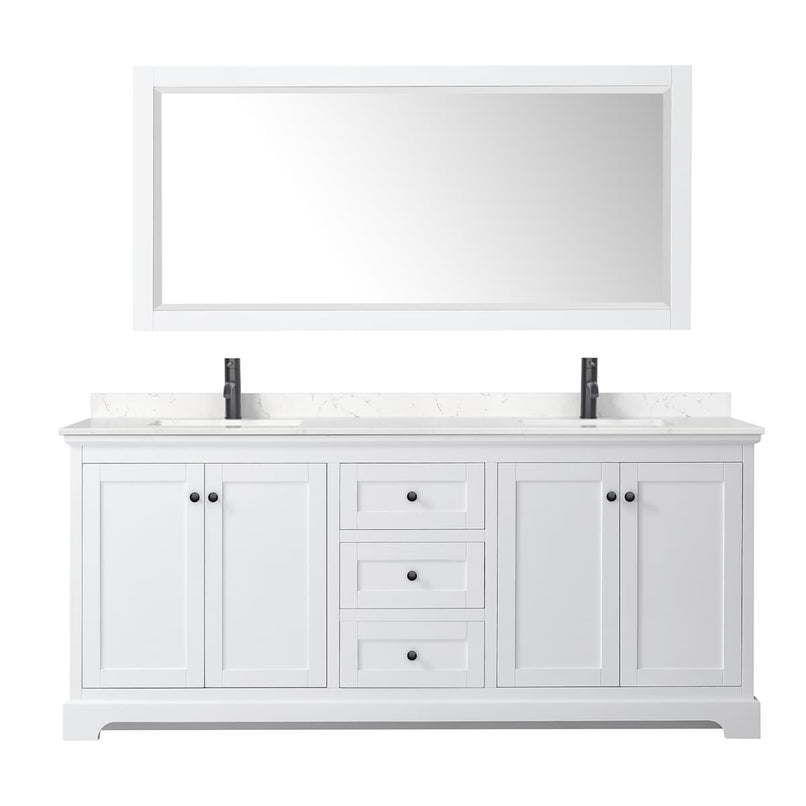 Avery 80" Free Standing Double Basin Vanity Set with Cabinet, Cultured Marble Vanity Top, and Framed Mirror - image 13