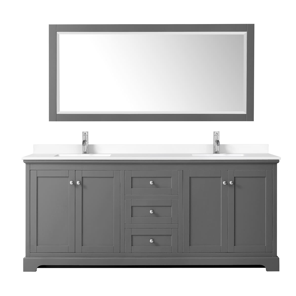 Avery 80" Free Standing Double Basin Vanity Set with Cabinet, Cultured Marble Vanity Top, and Framed Mirror - image 14