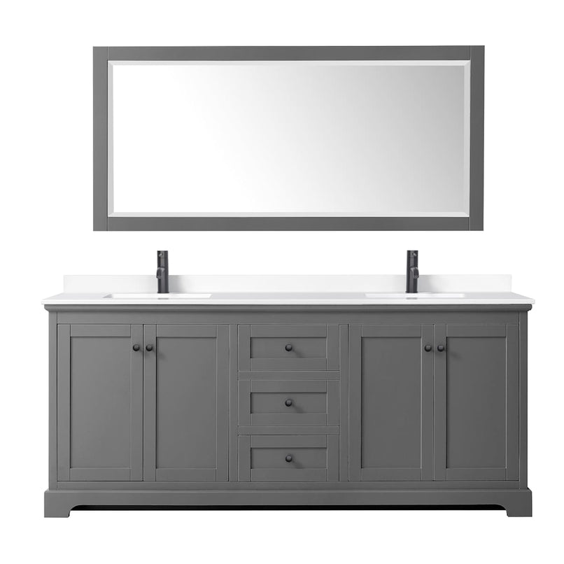 Avery 80" Free Standing Double Basin Vanity Set with Cabinet, Cultured Marble Vanity Top, and Framed Mirror - image 16