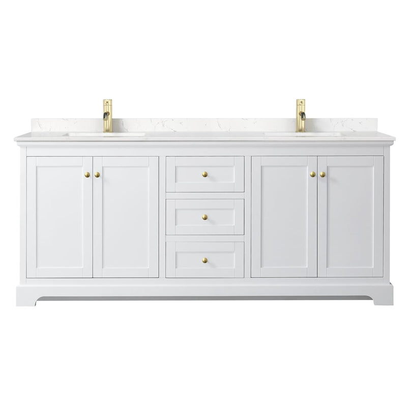 Avery 80" Free Standing Double Basin Vanity Set with Cabinet and Cultured Marble Vanity Top - image 2