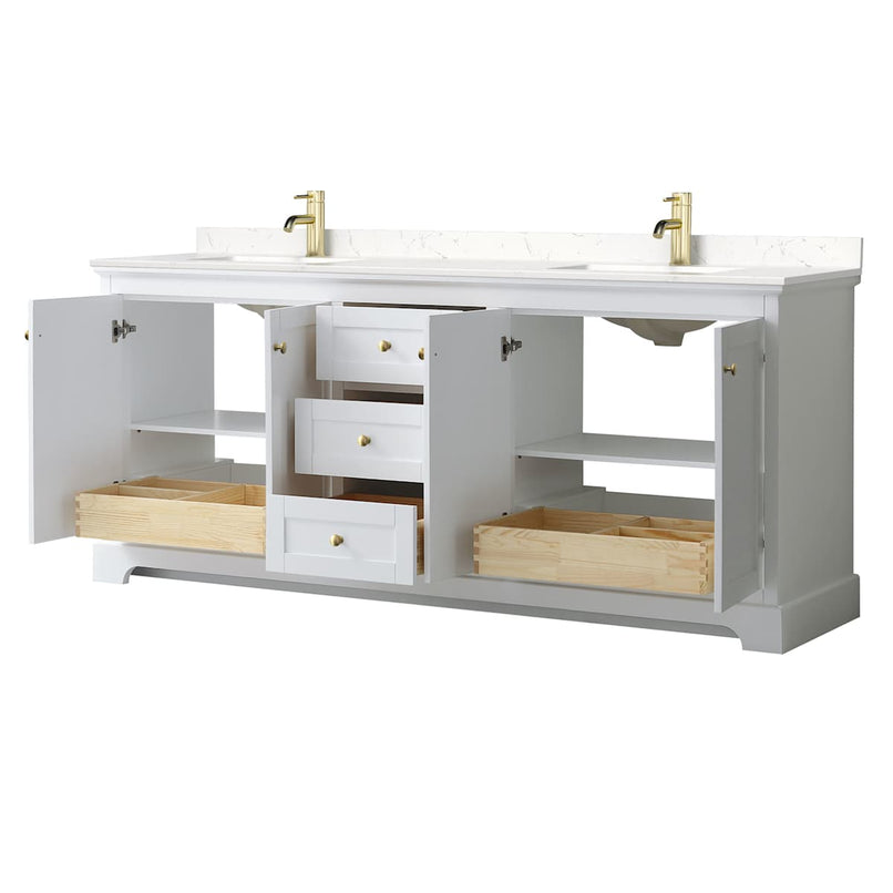 Avery 80" Free Standing Double Basin Vanity Set with Cabinet and Cultured Marble Vanity Top - image 3