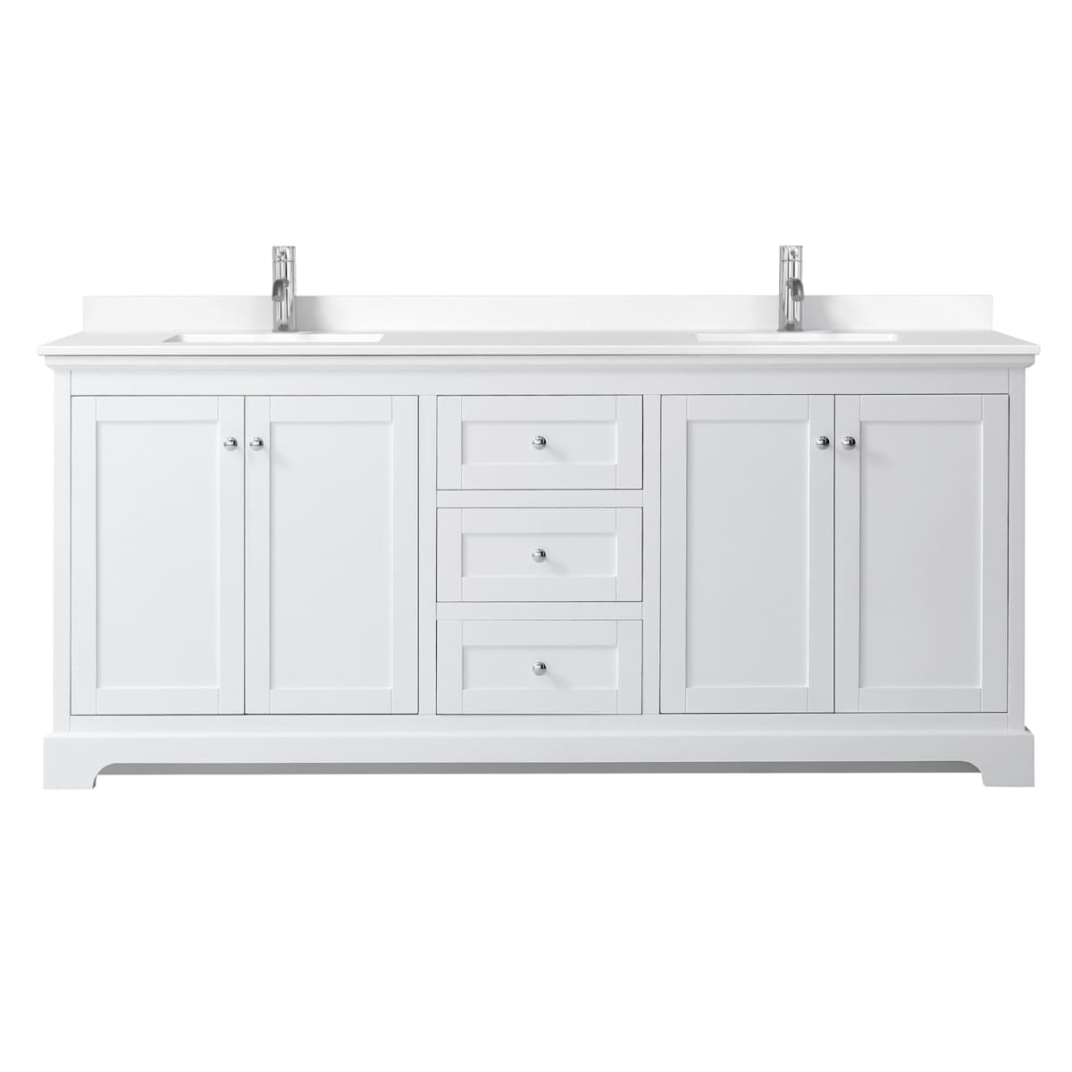 Avery 80" Free Standing Double Basin Vanity Set with Cabinet and Cultured Marble Vanity Top