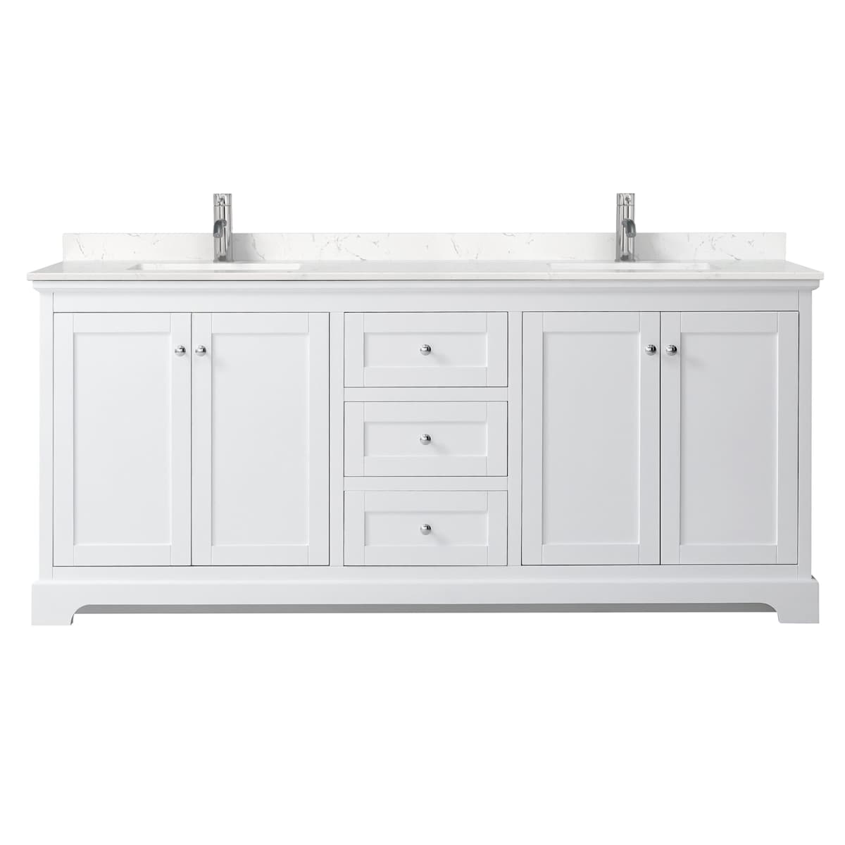 Avery 80" Free Standing Double Basin Vanity Set with Cabinet and Cultured Marble Vanity Top
