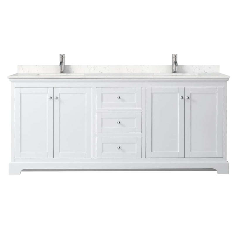 Avery 80" Free Standing Double Basin Vanity Set with Cabinet and Cultured Marble Vanity Top - image 9