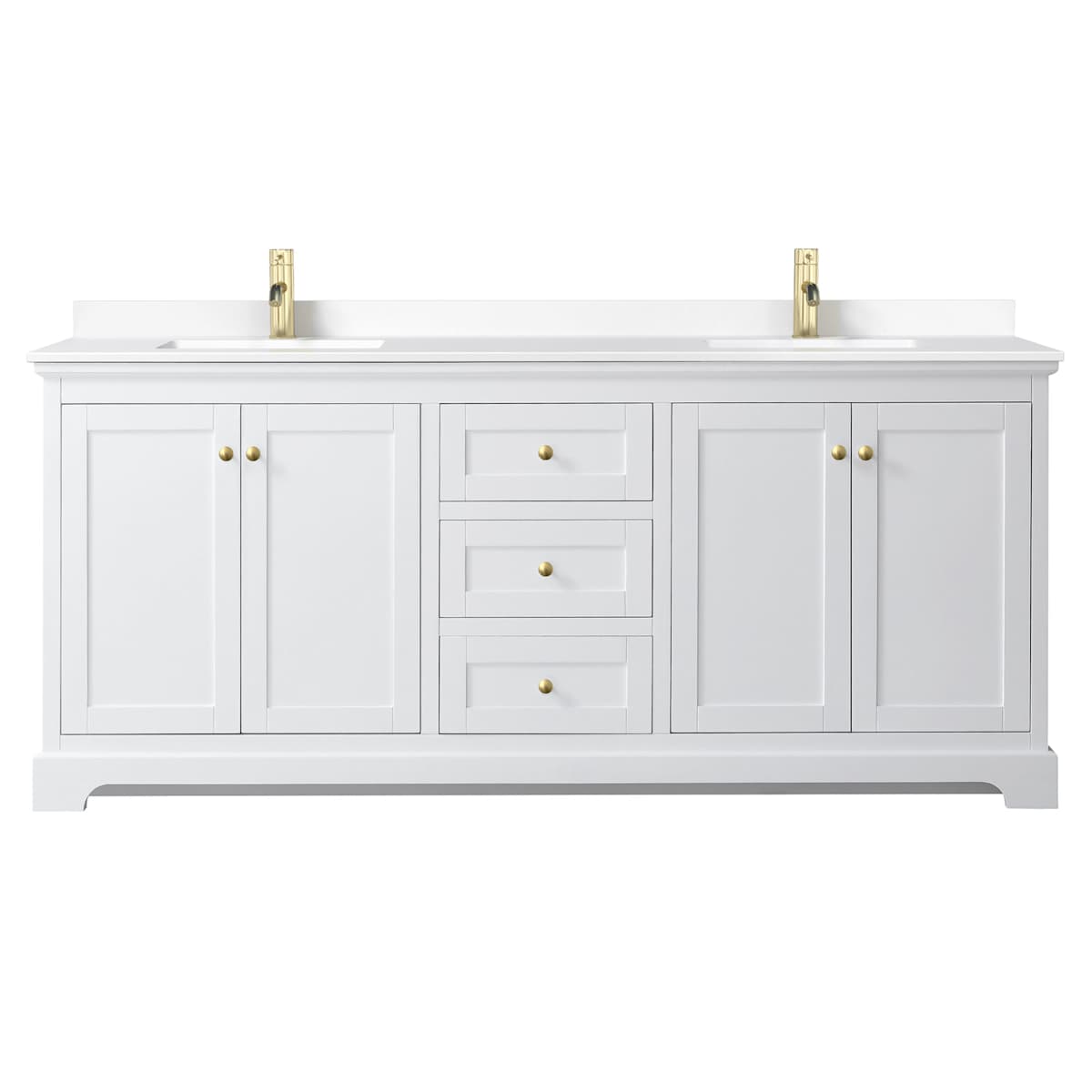 Avery 80" Free Standing Double Basin Vanity Set with Cabinet and Cultured Marble Vanity Top