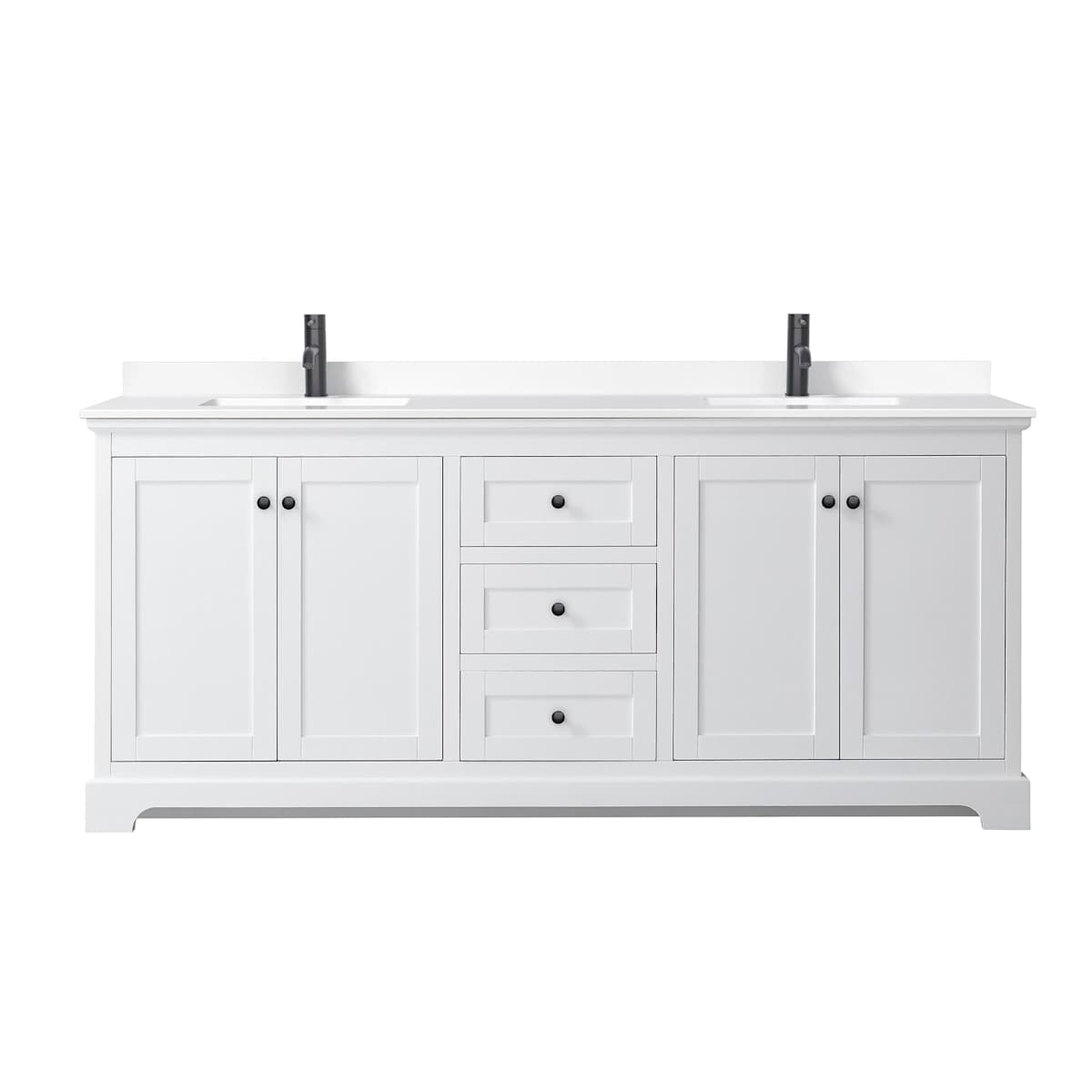 Avery 80" Free Standing Double Basin Vanity Set with Cabinet and Cultured Marble Vanity Top