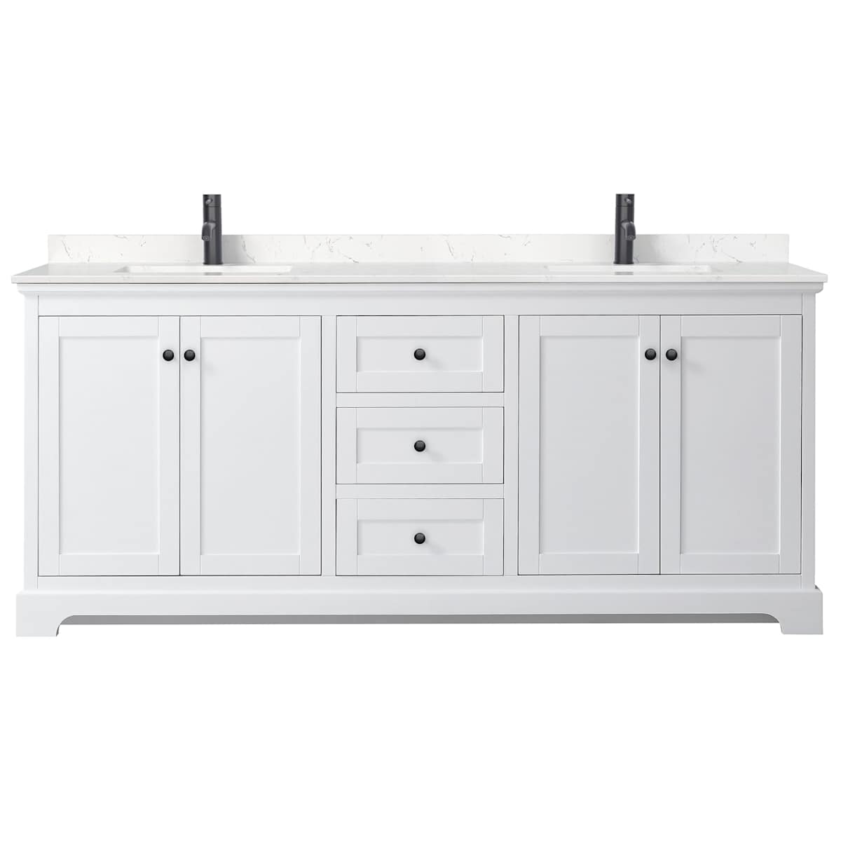 Avery 80" Free Standing Double Basin Vanity Set with Cabinet and Cultured Marble Vanity Top