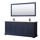 Avery 80" Free Standing Double Basin Vanity Set with Cabinet, Quartz Vanity Top, and Framed Mirror - image 1