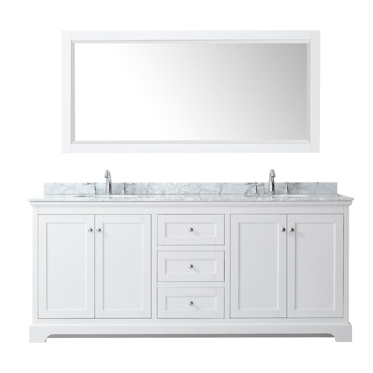 Avery 80" Free Standing Double Basin Vanity Set with Cabinet, Marble Vanity Top, and Framed Mirror - image 7