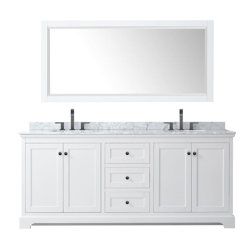 Avery 80" Free Standing Double Basin Vanity Set with Cabinet, Marble Vanity Top, and Framed Mirror - image 8