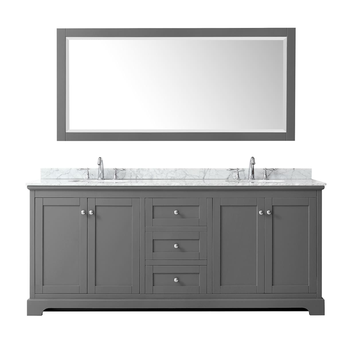 Avery 80" Free Standing Double Basin Vanity Set with Cabinet, Marble Vanity Top, and Framed Mirror - image 9
