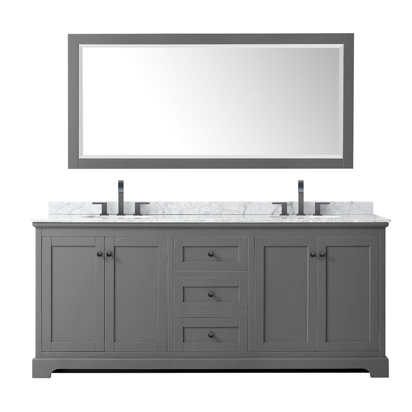 Avery 80" Free Standing Double Basin Vanity Set with Cabinet, Marble Vanity Top, and Framed Mirror - image 10