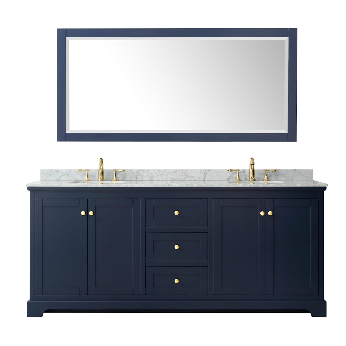 Avery 80" Free Standing Double Basin Vanity Set with Cabinet, Marble Vanity Top, and Framed Mirror - image 11