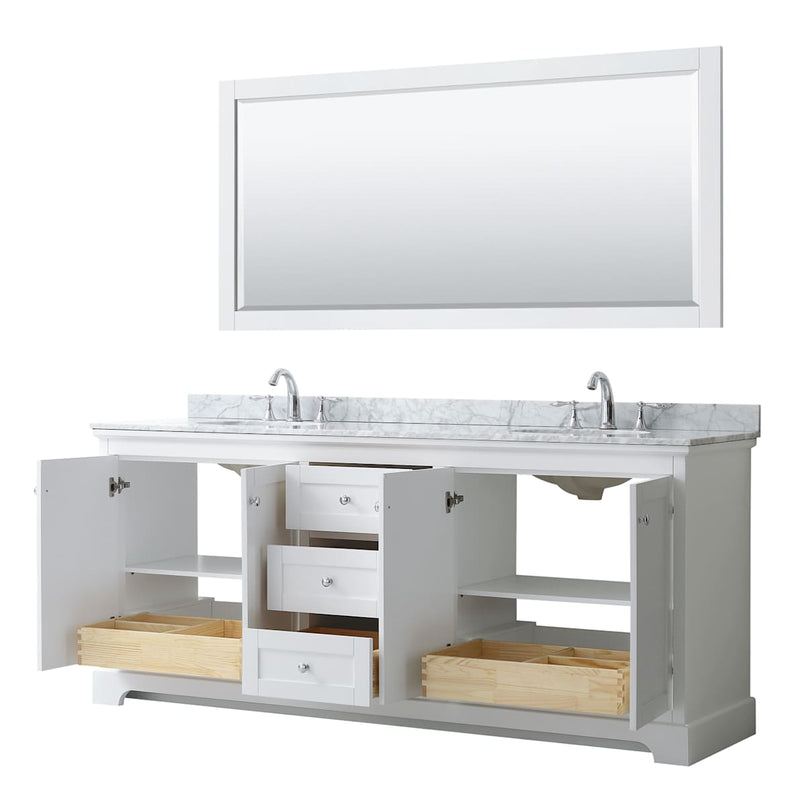 Avery 80" Free Standing Double Basin Vanity Set with Cabinet, Marble Vanity Top, and Framed Mirror - image 15
