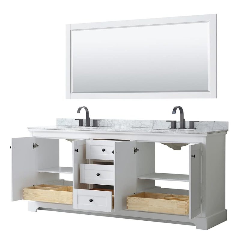 Avery 80" Free Standing Double Basin Vanity Set with Cabinet, Marble Vanity Top, and Framed Mirror - image 16