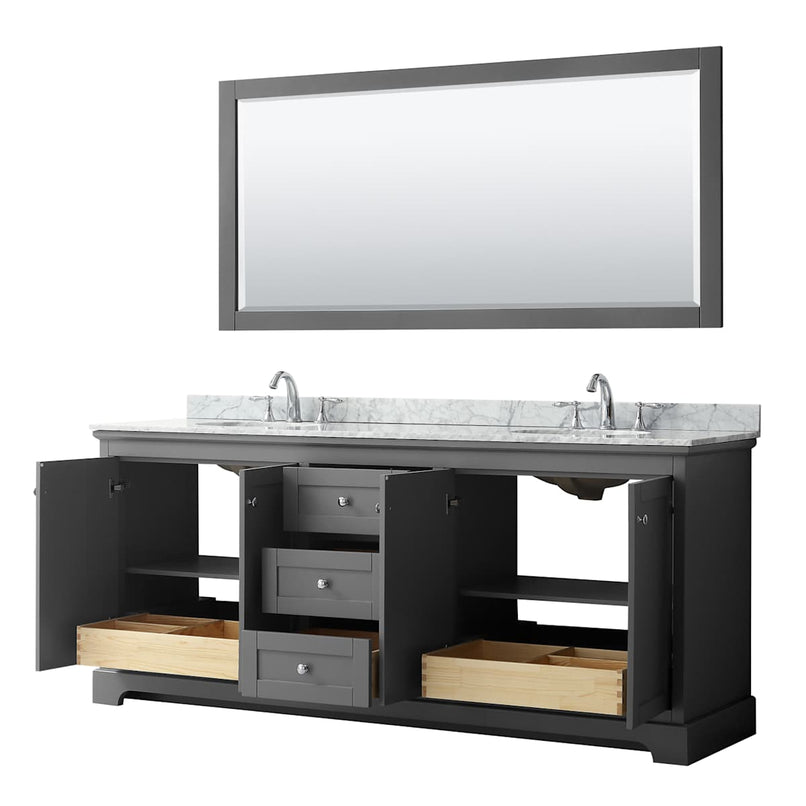 Avery 80" Free Standing Double Basin Vanity Set with Cabinet, Marble Vanity Top, and Framed Mirror - image 17