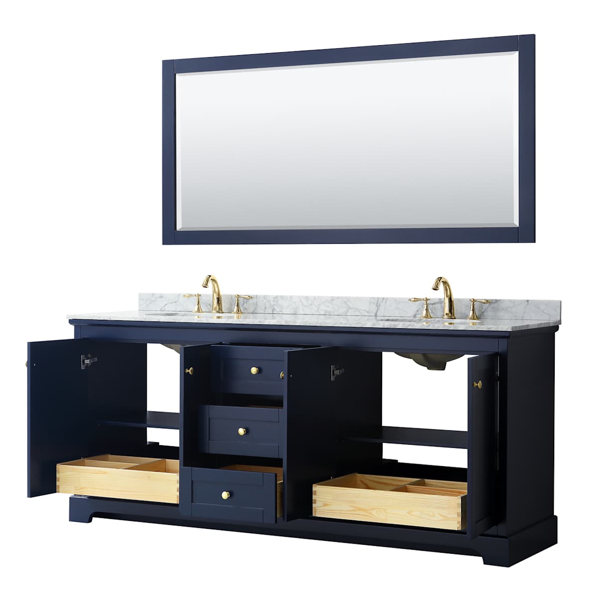 Avery 80" Free Standing Double Basin Vanity Set with Cabinet, Marble Vanity Top, and Framed Mirror - image 19