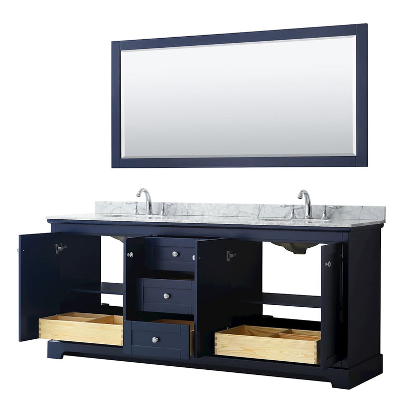 Avery 80" Free Standing Double Basin Vanity Set with Cabinet, Marble Vanity Top, and Framed Mirror - image 20
