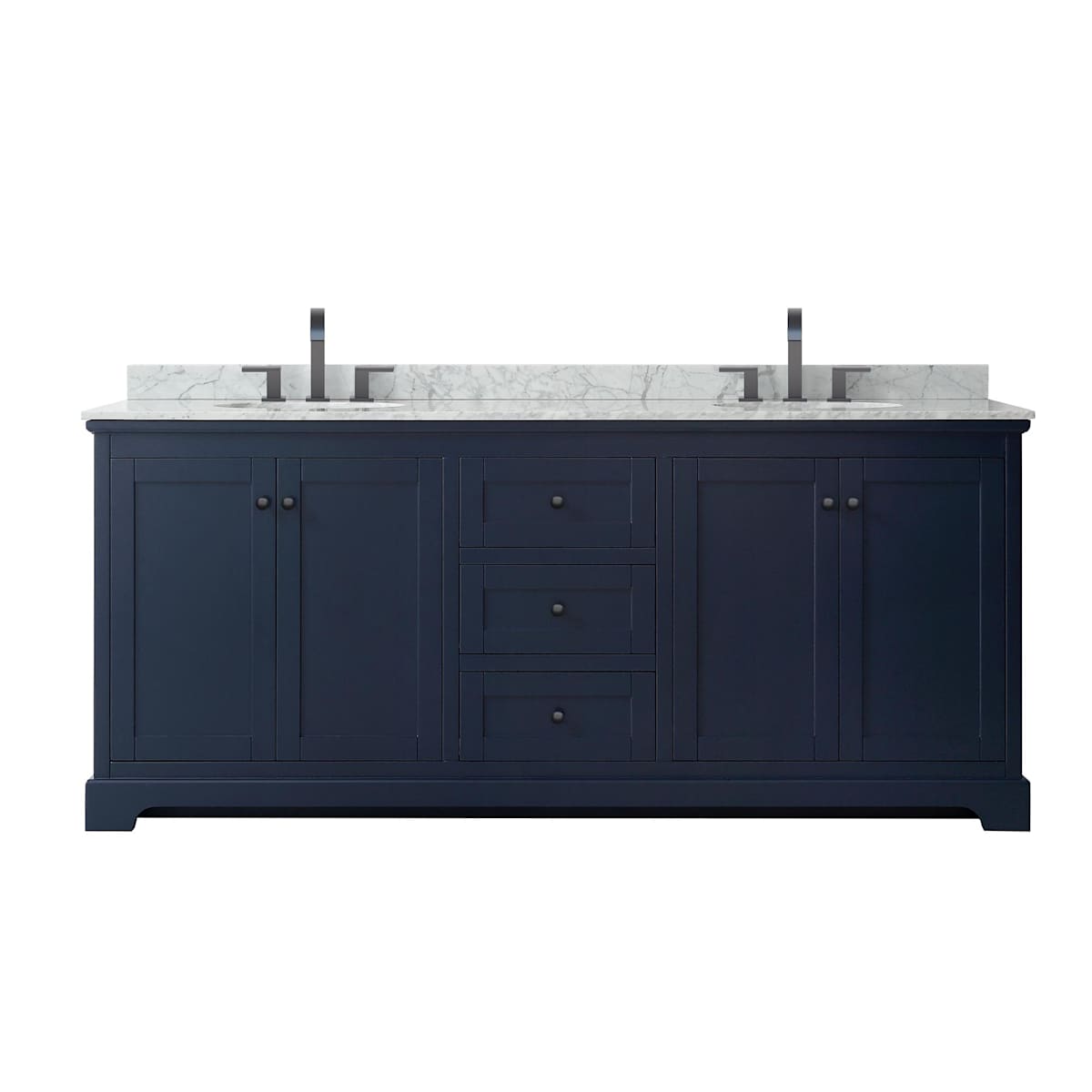 Avery 80" Free Standing Double Basin Vanity Set with Cabinet and Marble Vanity Top
