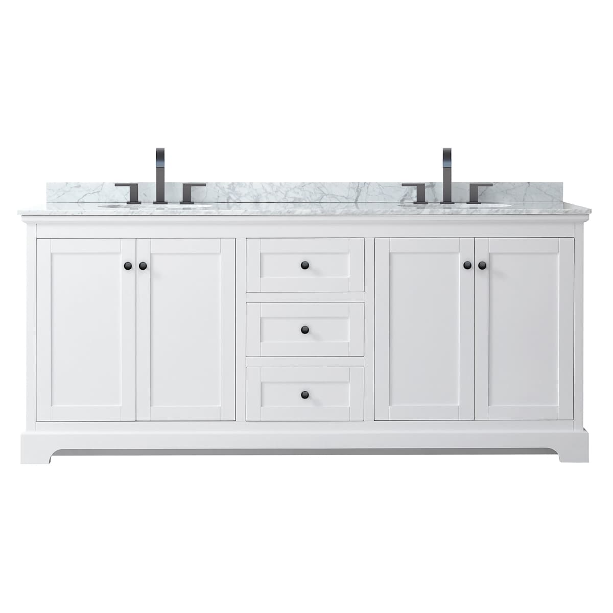 Avery 80" Free Standing Double Basin Vanity Set with Cabinet and Marble Vanity Top