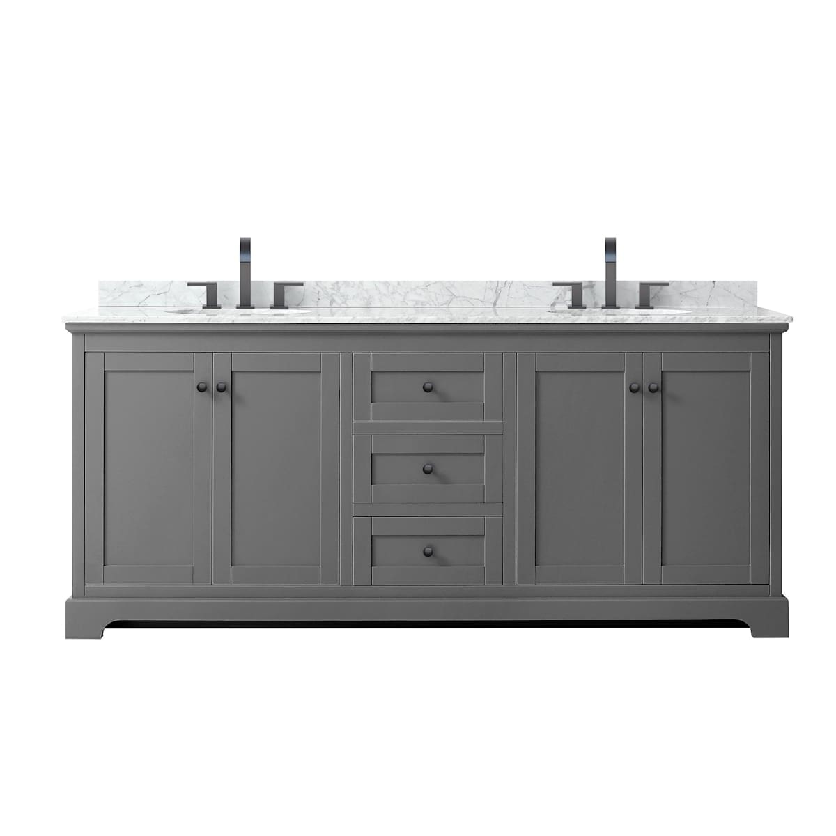 Avery 80" Free Standing Double Basin Vanity Set with Cabinet and Marble Vanity Top