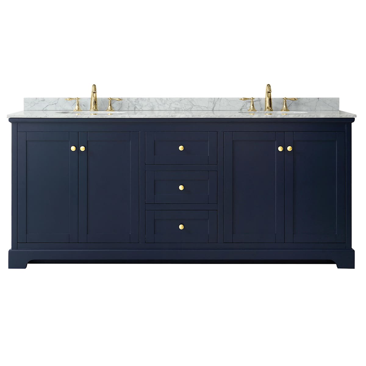 Avery 80" Free Standing Double Basin Vanity Set with Cabinet and Marble Vanity Top