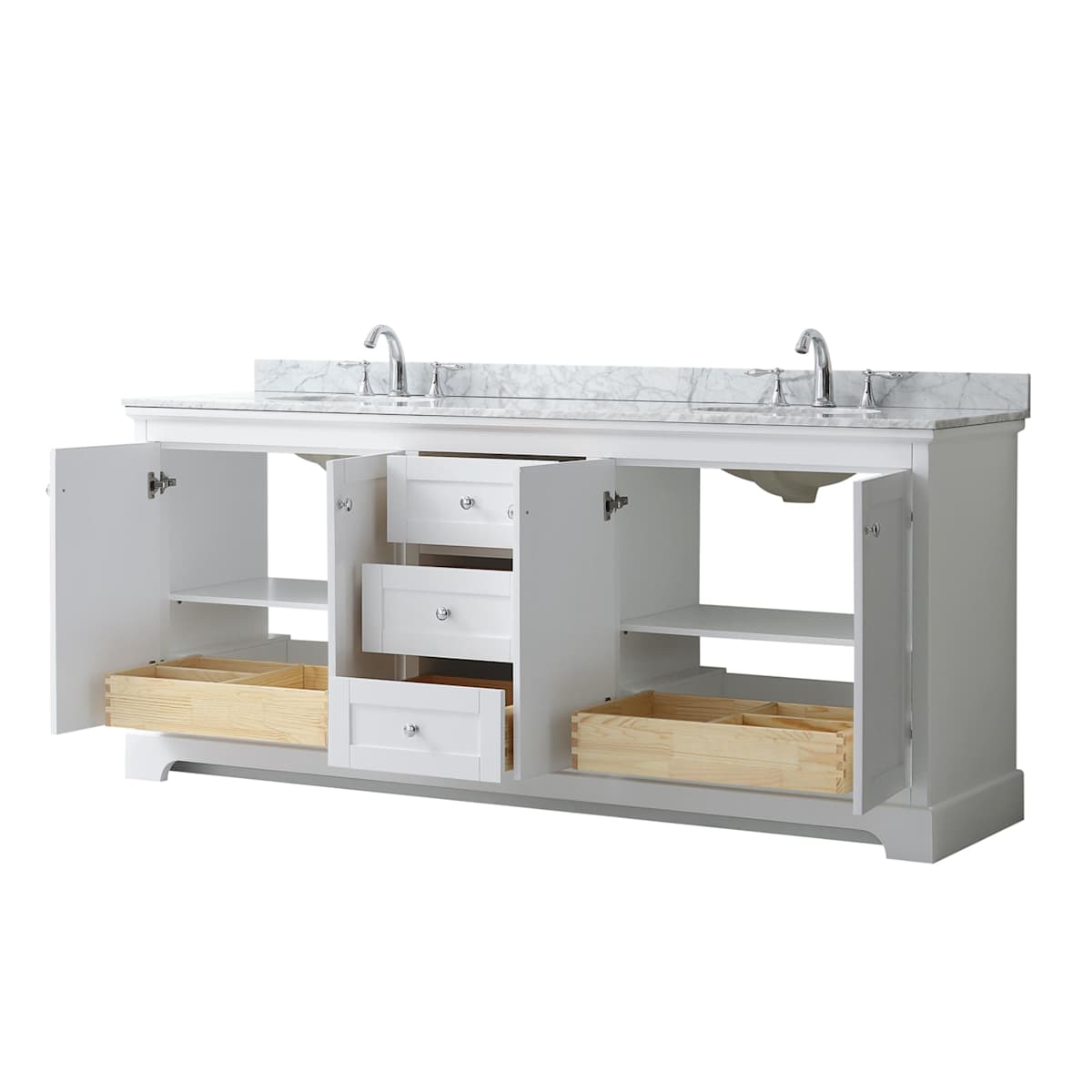 Avery 80" Free Standing Double Basin Vanity Set with Cabinet and Marble Vanity Top - image 12