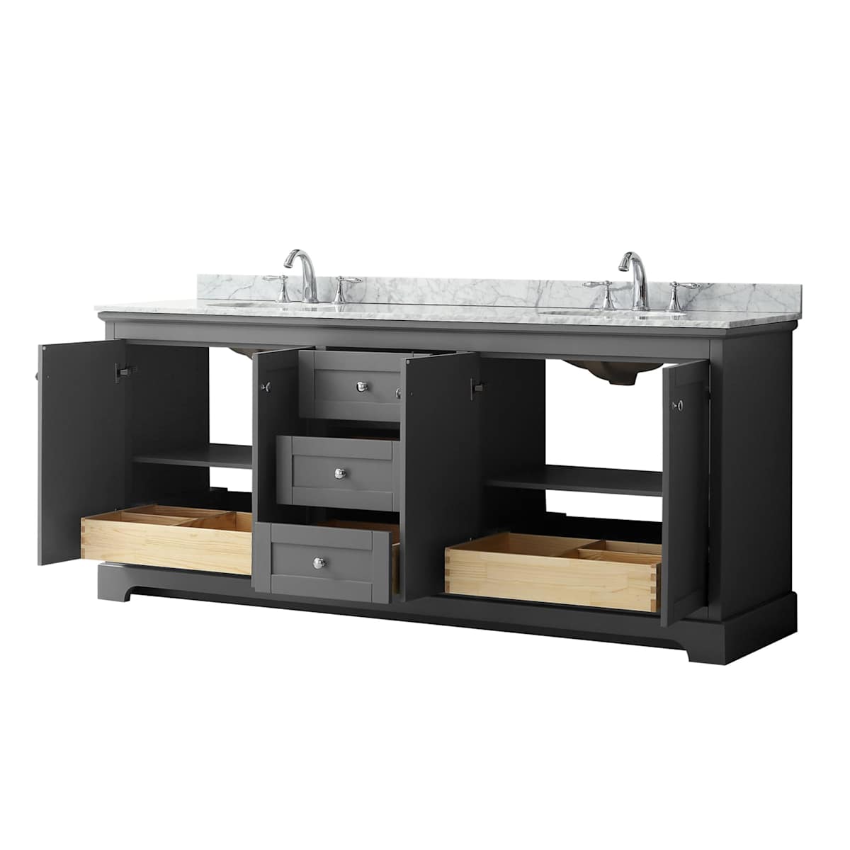 Avery 80" Free Standing Double Basin Vanity Set with Cabinet and Marble Vanity Top - image 14