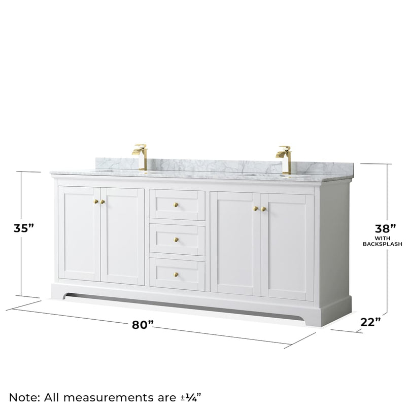 Avery 80" Free Standing Double Basin Vanity Set with Cabinet, Marble Vanity Top, and Framed Mirror - image 3
