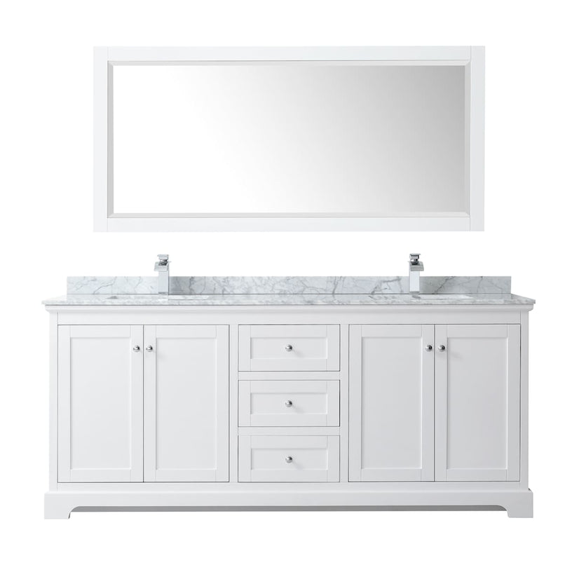 Avery 80" Free Standing Double Basin Vanity Set with Cabinet, Marble Vanity Top, and Framed Mirror - image 5