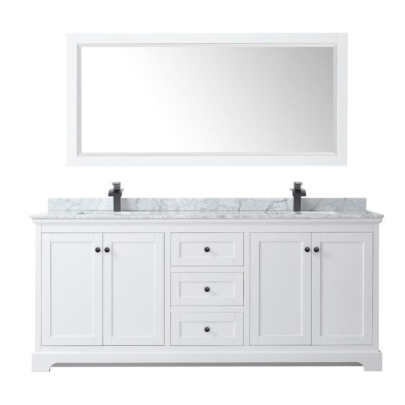Avery 80" Free Standing Double Basin Vanity Set with Cabinet, Marble Vanity Top, and Framed Mirror - image 6