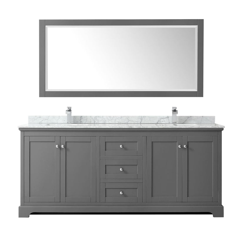 Avery 80" Free Standing Double Basin Vanity Set with Cabinet, Marble Vanity Top, and Framed Mirror - image 7