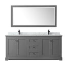 Avery 80" Free Standing Double Basin Vanity Set with Cabinet, Marble Vanity Top, and Framed Mirror - image 8