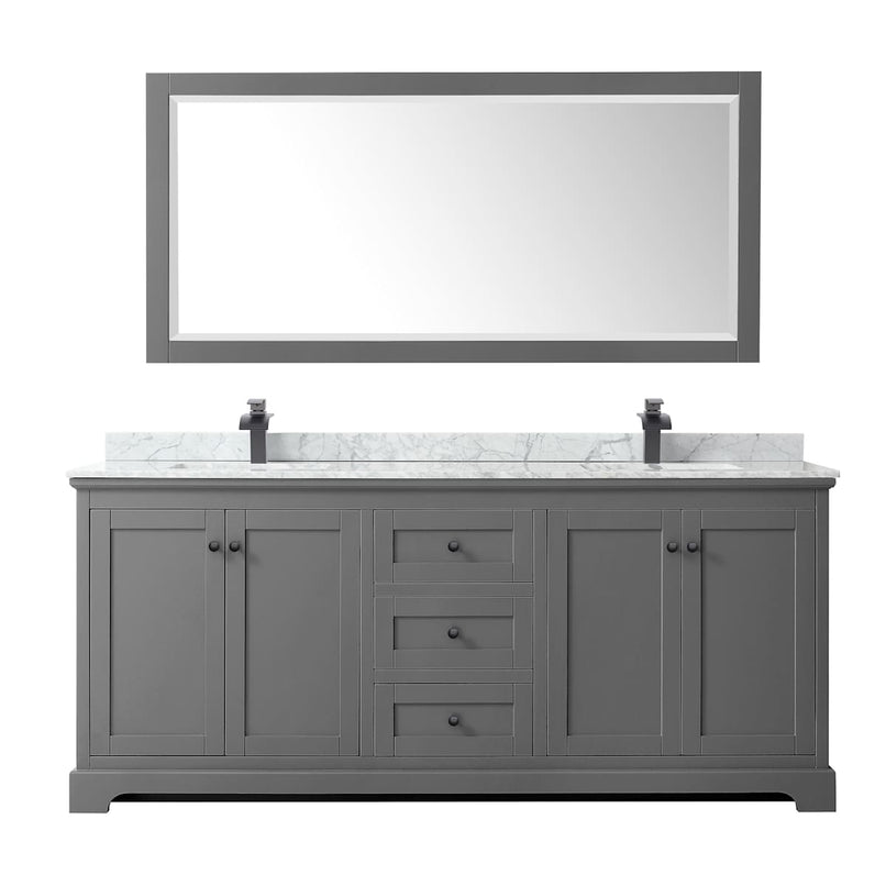 Avery 80" Free Standing Double Basin Vanity Set with Cabinet, Marble Vanity Top, and Framed Mirror - image 8