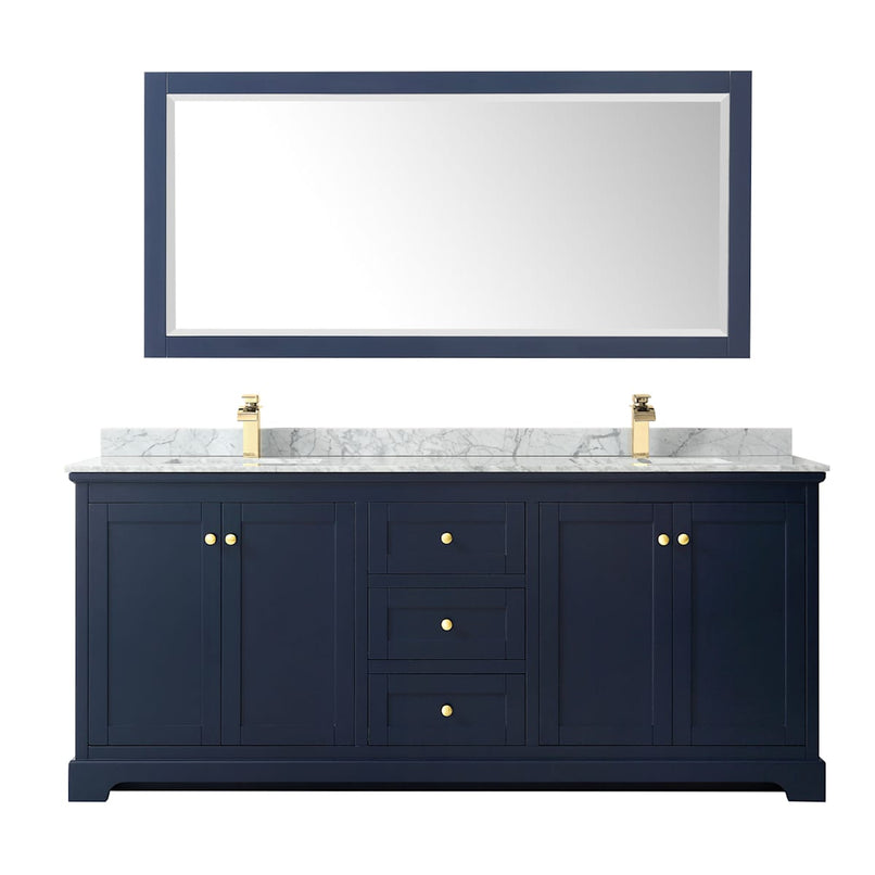 Avery 80" Free Standing Double Basin Vanity Set with Cabinet, Marble Vanity Top, and Framed Mirror - image 9