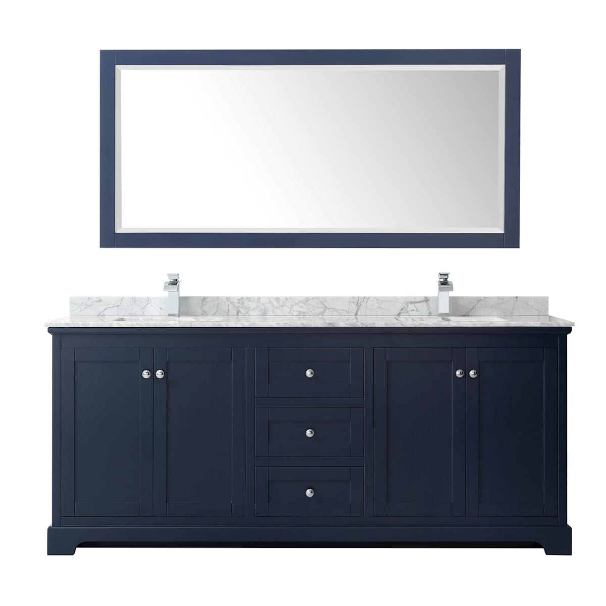 Avery 80" Free Standing Double Basin Vanity Set with Cabinet, Marble Vanity Top, and Framed Mirror - image 10