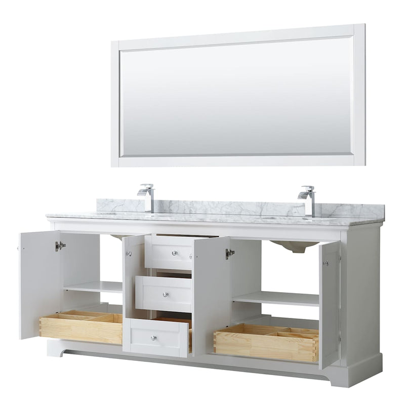 Avery 80" Free Standing Double Basin Vanity Set with Cabinet, Marble Vanity Top, and Framed Mirror - image 14