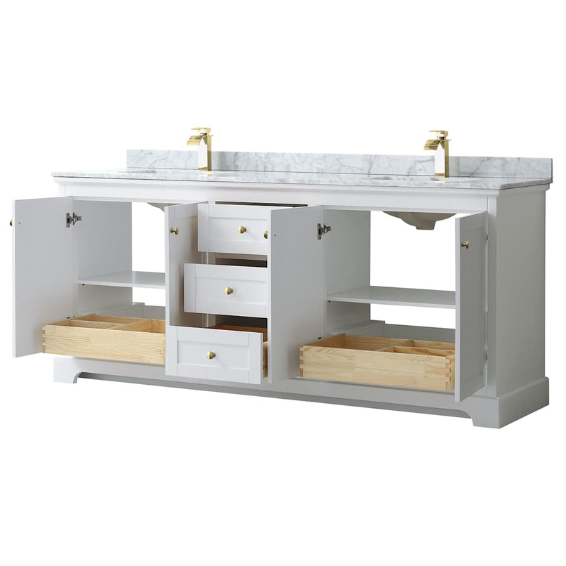 Avery 80" Free Standing Double Basin Vanity Set with Cabinet and Marble Vanity Top - image 2
