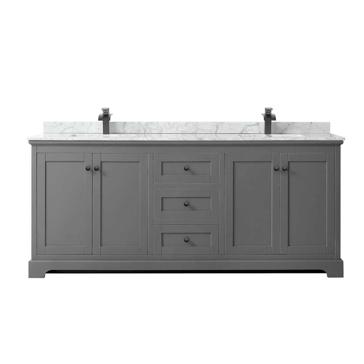 Avery 80" Free Standing Double Basin Vanity Set with Cabinet and Marble Vanity Top