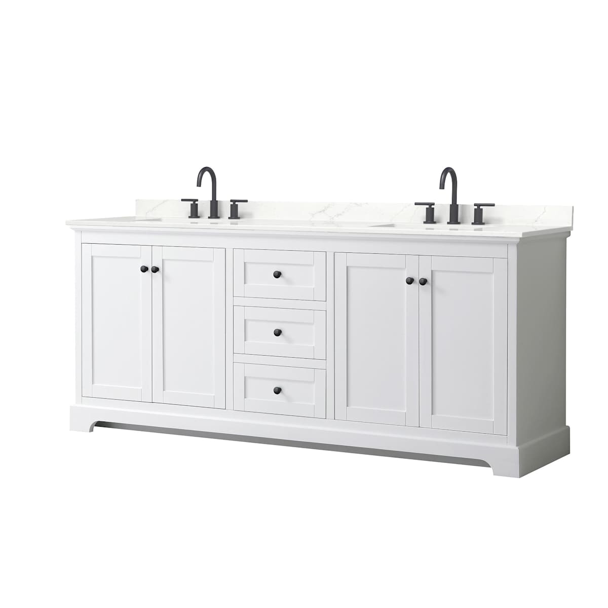 Avery 80" Free Standing Double Basin Vanity Set with Cabinet and Quartz Vanity Top