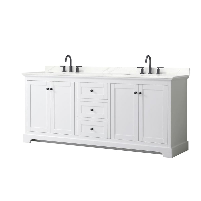 Avery 80" Free Standing Double Basin Vanity Set with Cabinet and Quartz Vanity Top - image 1