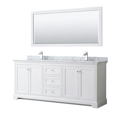 Avery 80" Free Standing Double Basin Vanity Set with Cabinet, Marble Vanity Top, and Framed Mirror - image 1