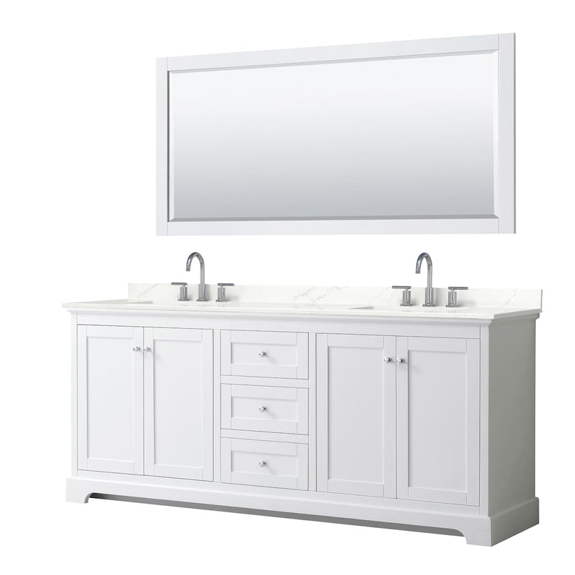 Avery 80" Free Standing Double Basin Vanity Set with Cabinet, Quartz Vanity Top, and Framed Mirror - image 1