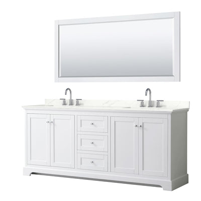Avery 80" Free Standing Double Basin Vanity Set with Cabinet, Quartz Vanity Top, and Framed Mirror - image 1