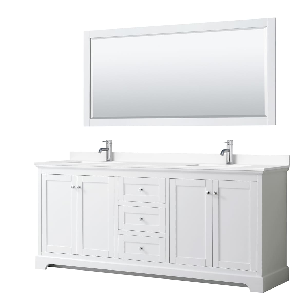 Avery 80" Free Standing Double Basin Vanity Set with Cabinet, Cultured Marble Vanity Top, and Framed Mirror - image 1