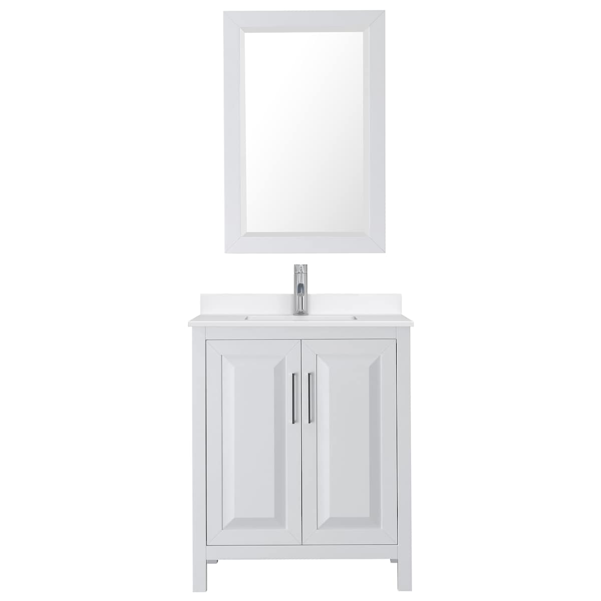 Daria 30" Free Standing Single Basin Vanity Set with Cabinet, Quartz Vanity Top, and Framed Mirror