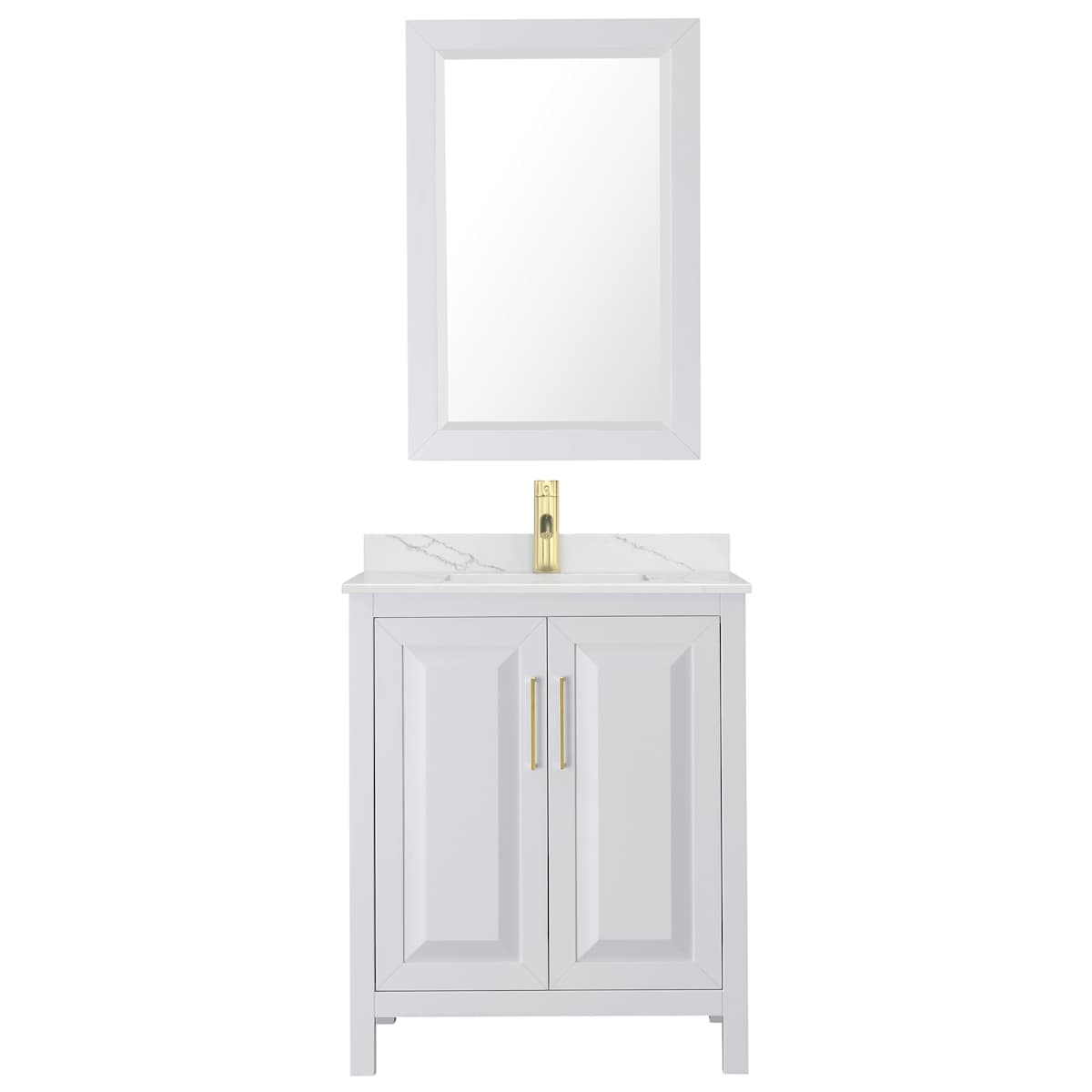 Daria 30" Free Standing Single Basin Vanity Set with Cabinet, Quartz Vanity Top, and Framed Mirror