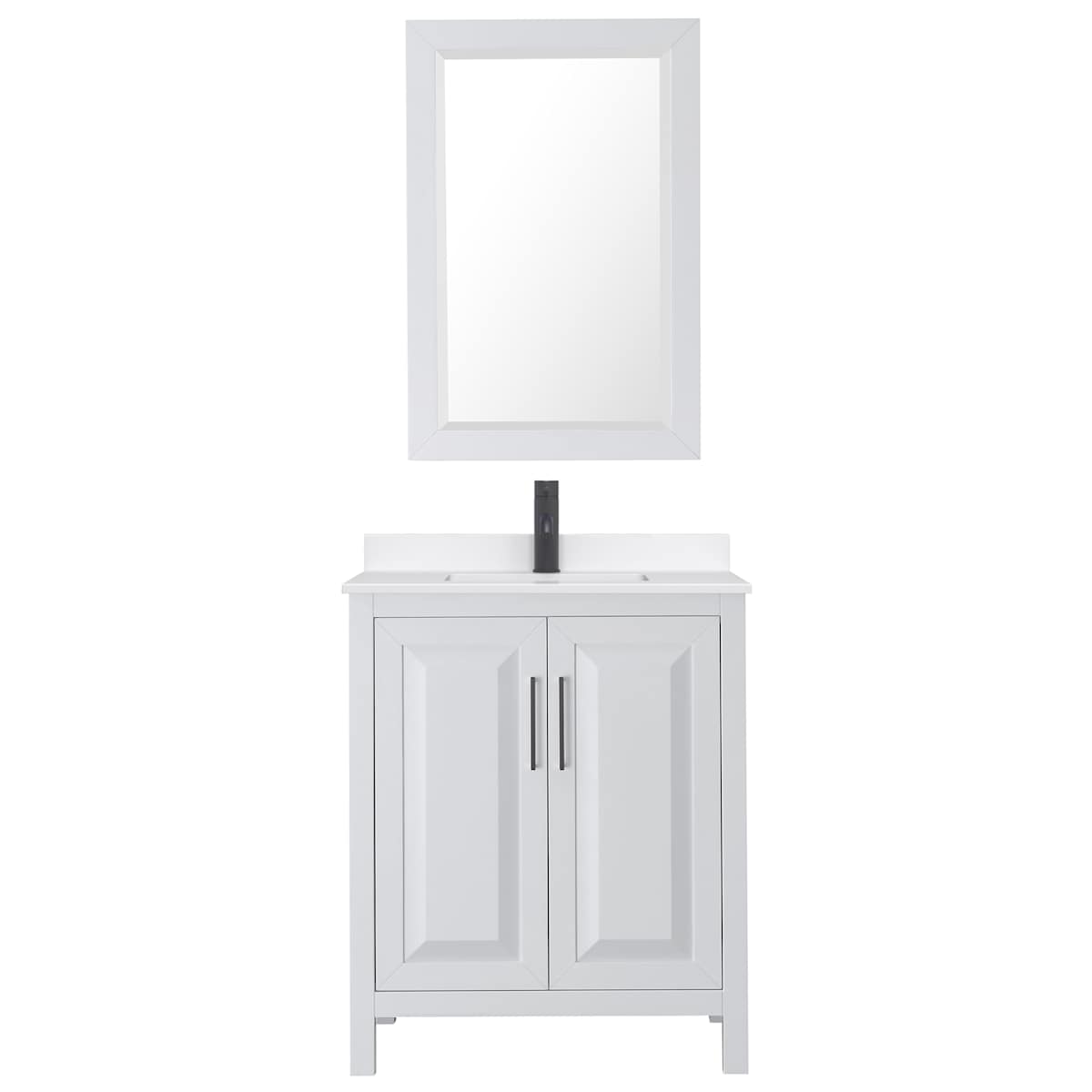 Daria 30" Free Standing Single Basin Vanity Set with Cabinet, Quartz Vanity Top, and Framed Mirror